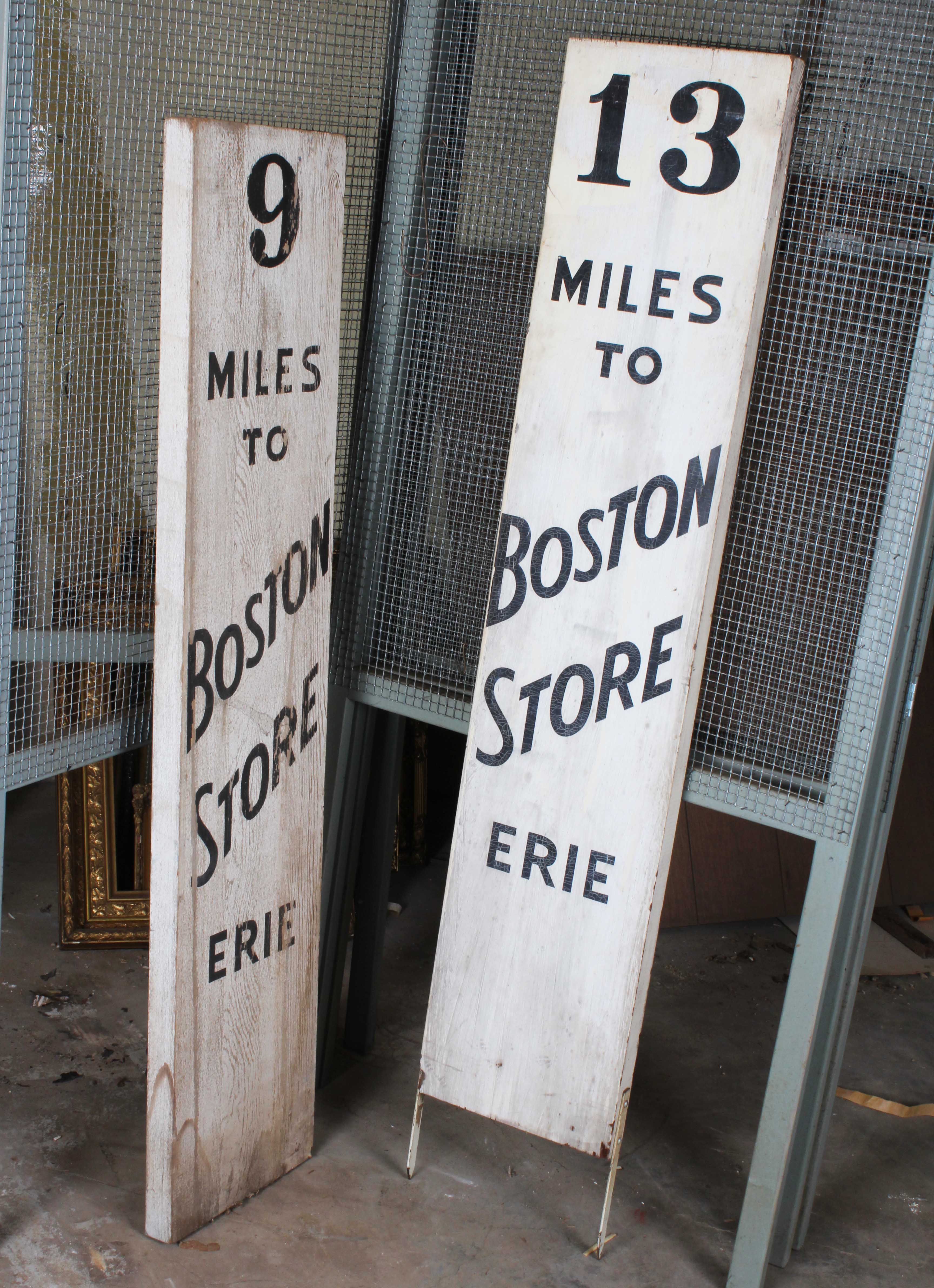 Pair of Vintage Erie Pennsylvania Boston Store Highway Signs EBTH